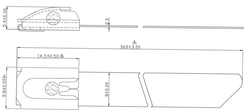 Ty-rap 4.6x520 mm SS-316 Coated Black DNV/GL - Drawing 8 x 360 - 370146520