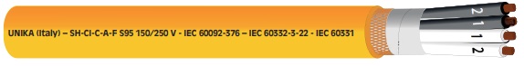 Fire resistant Marine instrumentation cable SH-CI-C-A-F S95 37x2x0.5 mm² - Sh ci c a f s95