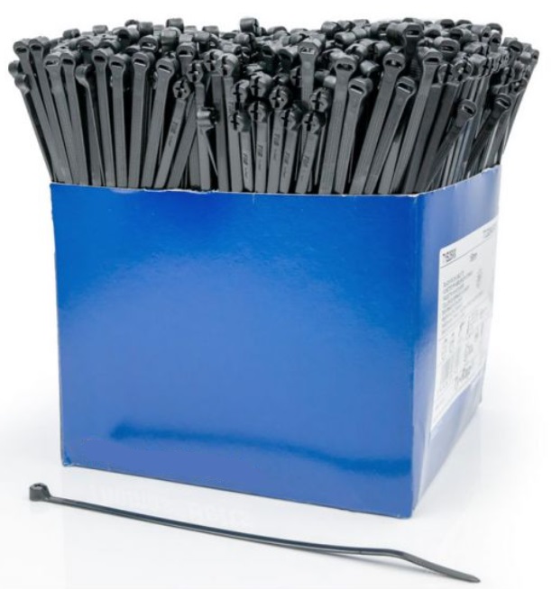 TYB25MX /Ty-rap 186x4.8mm ZH UV Black - Ty rap box